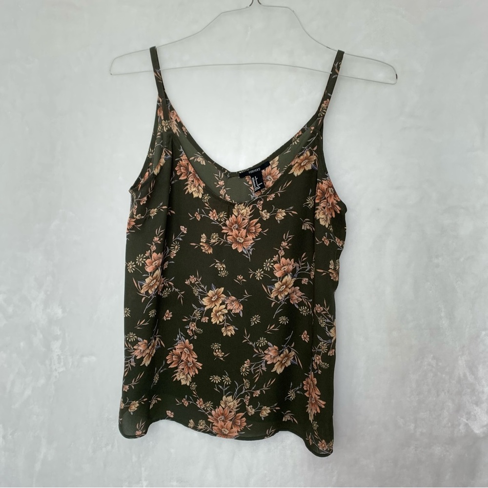 Forever 21 Spaghetti Strap Floral Print Cami, Size S